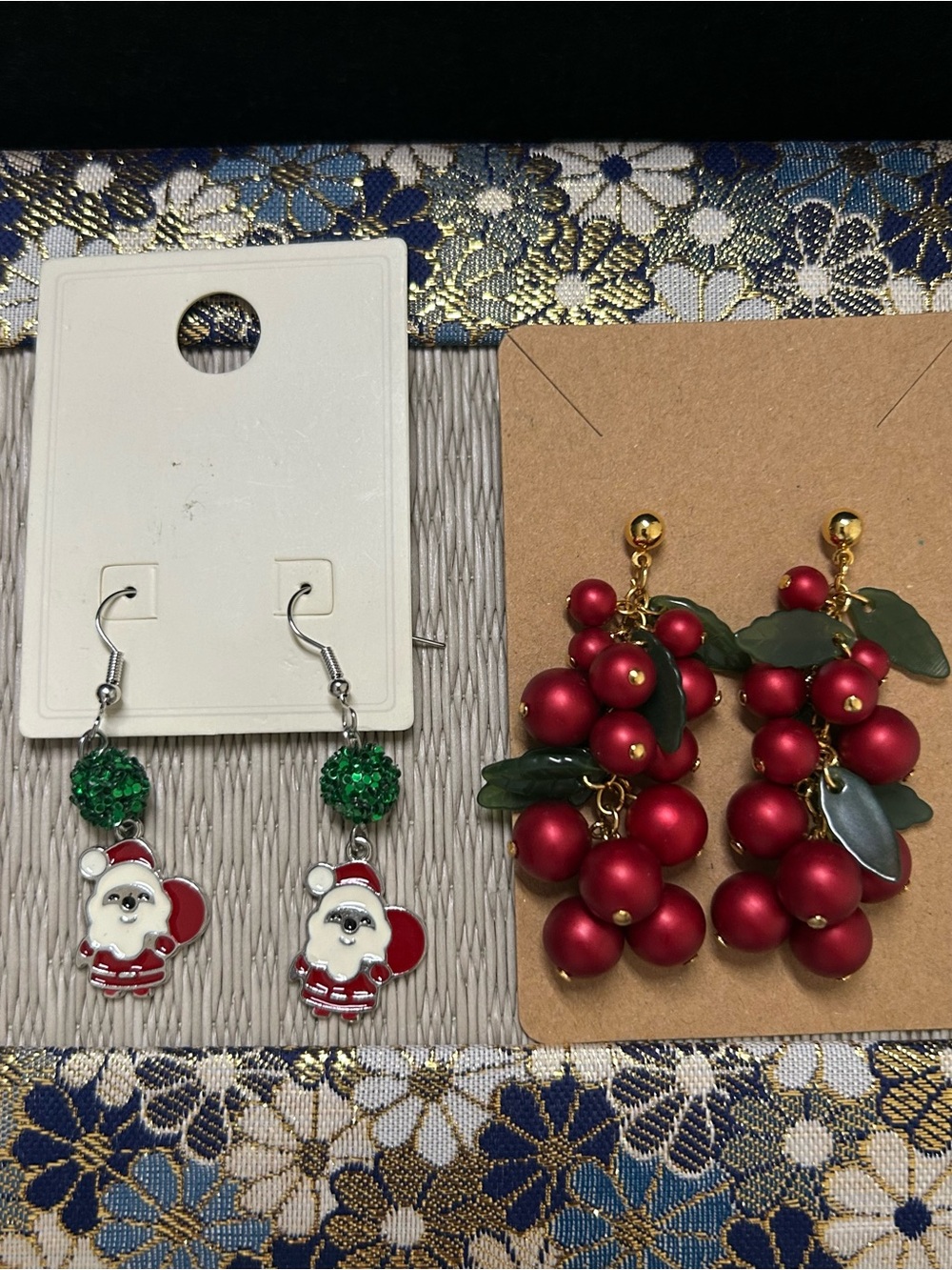 Avon Red Berry Cluster Earrings with Green Leaves - Picture 8 of 8